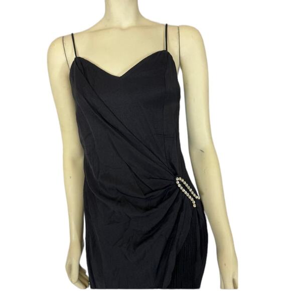 Vintage Dave & Johnny faux wrap fringed flapper dress gathered to side small - Picture 6 of 12